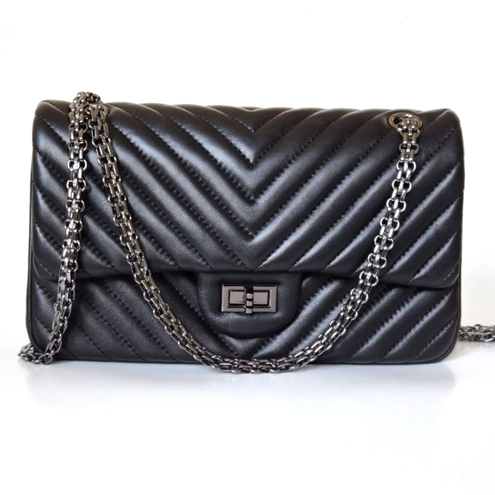 Black Quilted Chain Handbag